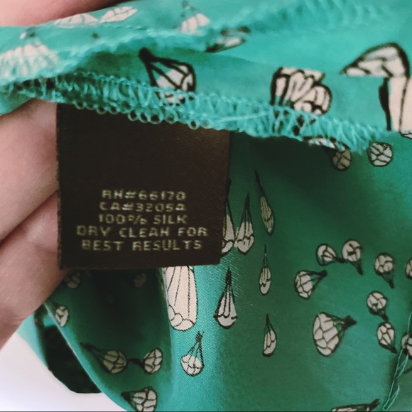 ❌SOLD❌ DO NOT BUY🚫Anthro 100% Silk Aqua Hot Air Balloon Whimsical Print Blouse - Picture 13 of 14